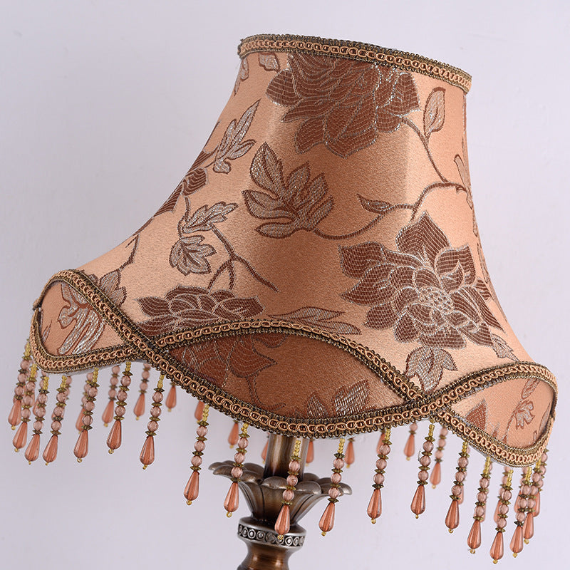 Traditional European Hexagonal Resin Fabric 1-Light Table Lamp For Bedroom