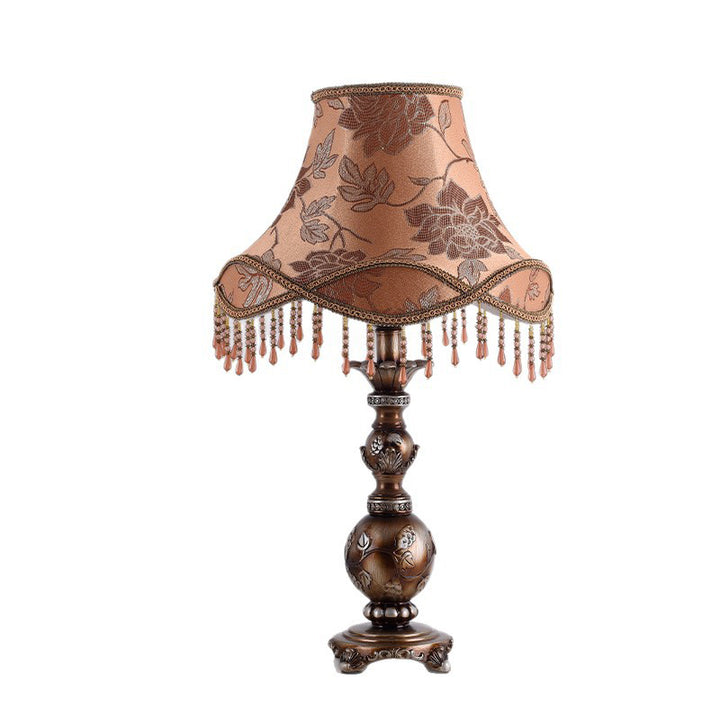 Traditional European Hexagonal Resin Fabric 1-Light Table Lamp For Bedroom