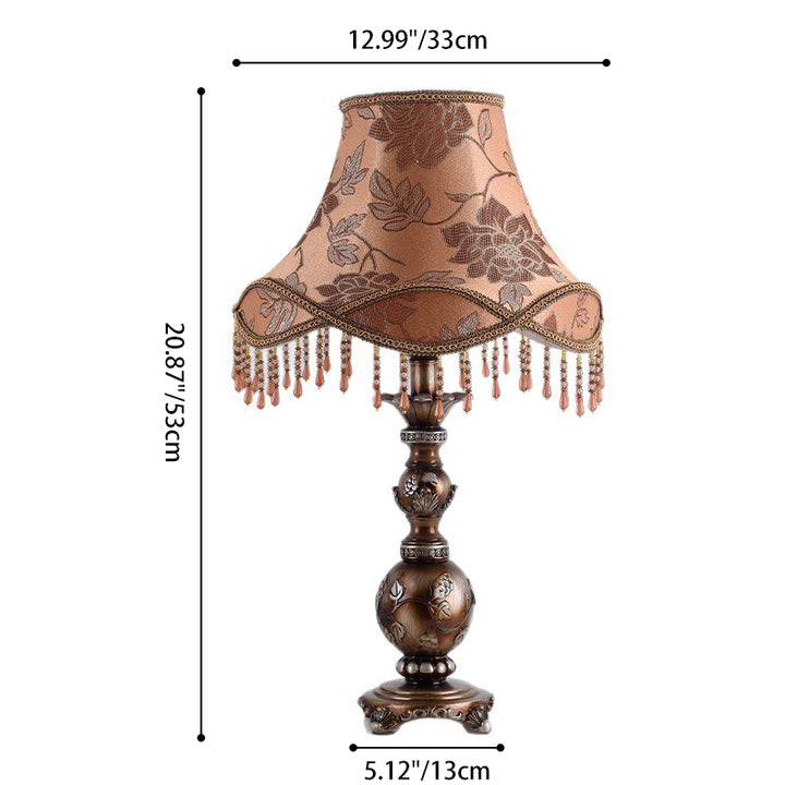Traditional European Hexagonal Resin Fabric 1-Light Table Lamp For Bedroom