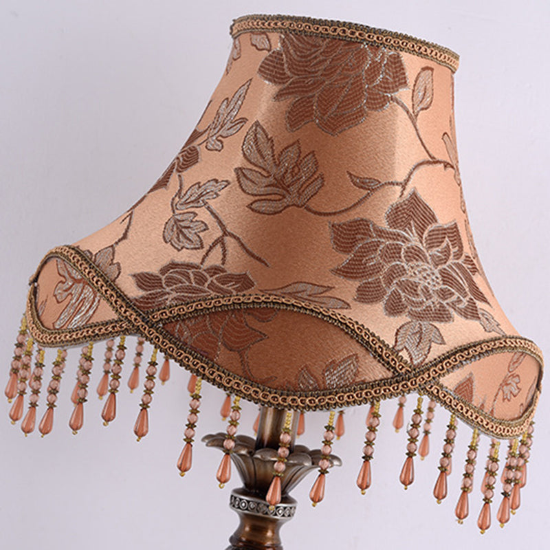 Traditional European Hexagonal Resin Fabric 1-Light Table Lamp For Bedroom