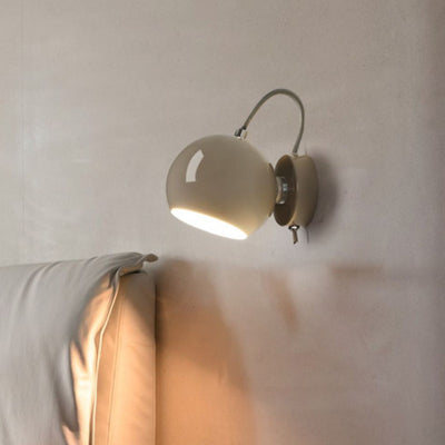 Modern Minimalist Cream Round Iron Aluminum 1-Light Wall Sconce Lamp For Bedroom
