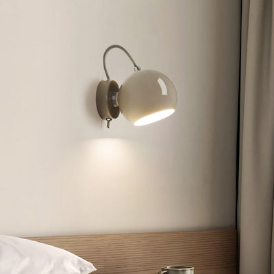 Modern Minimalist Cream Round Iron Aluminum 1-Light Wall Sconce Lamp For Bedroom