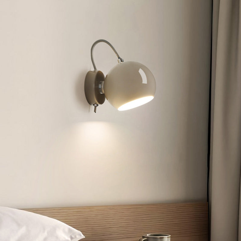 Modern Minimalist Cream Round Iron Aluminum 1-Light Wall Sconce Lamp For Bedroom