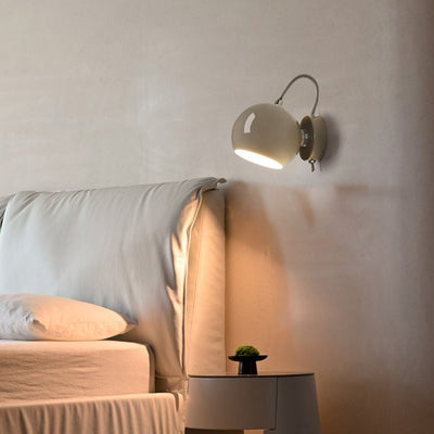 Modern Minimalist Cream Round Iron Aluminum 1-Light Wall Sconce Lamp For Bedroom