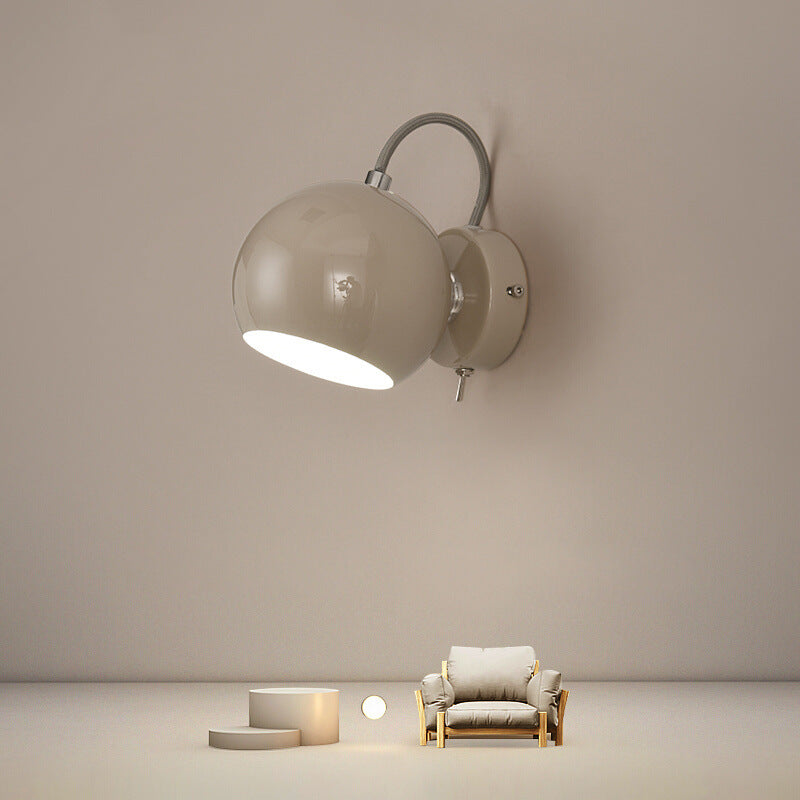 Modern Minimalist Cream Round Iron Aluminum 1-Light Wall Sconce Lamp For Bedroom