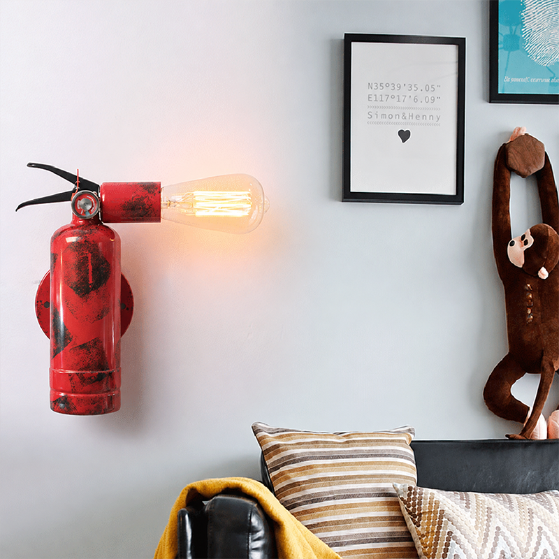 Contemporary Creative Fire Extinguisher Iron 1-Light Wall Sconce Lamp For Living Room
