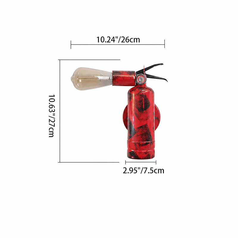 Contemporary Creative Fire Extinguisher Iron 1-Light Wall Sconce Lamp For Living Room