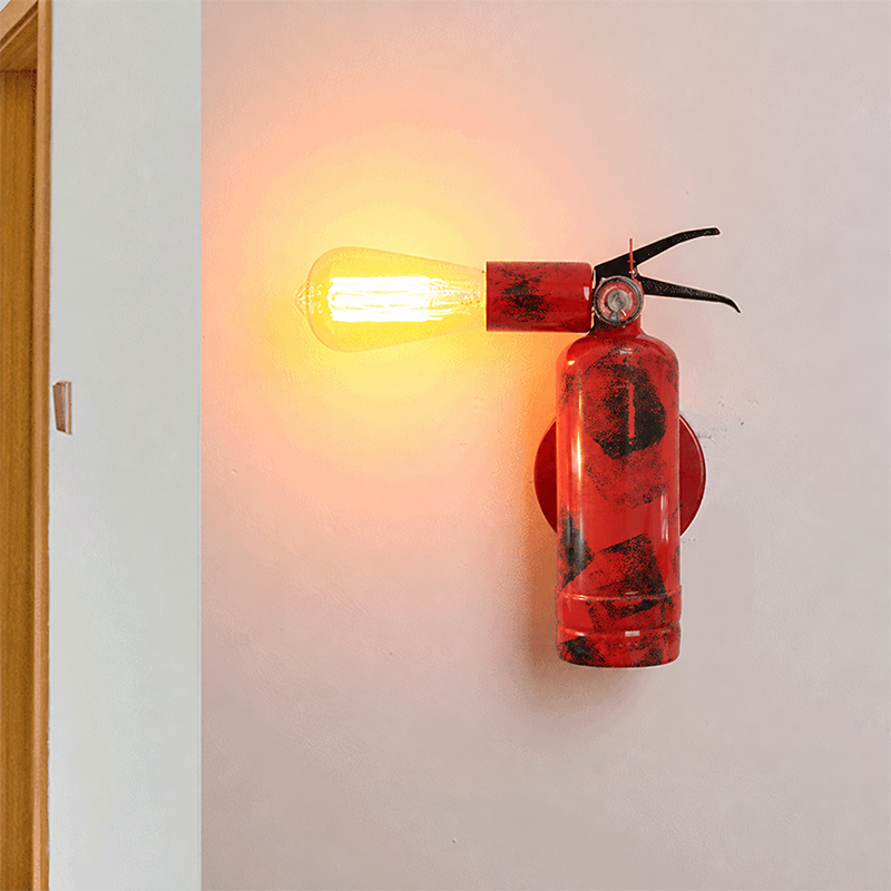 Contemporary Creative Fire Extinguisher Iron 1-Light Wall Sconce Lamp For Living Room