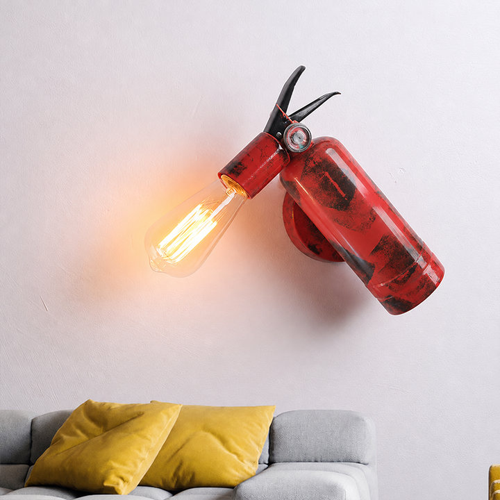Contemporary Creative Fire Extinguisher Iron 1-Light Wall Sconce Lamp For Living Room