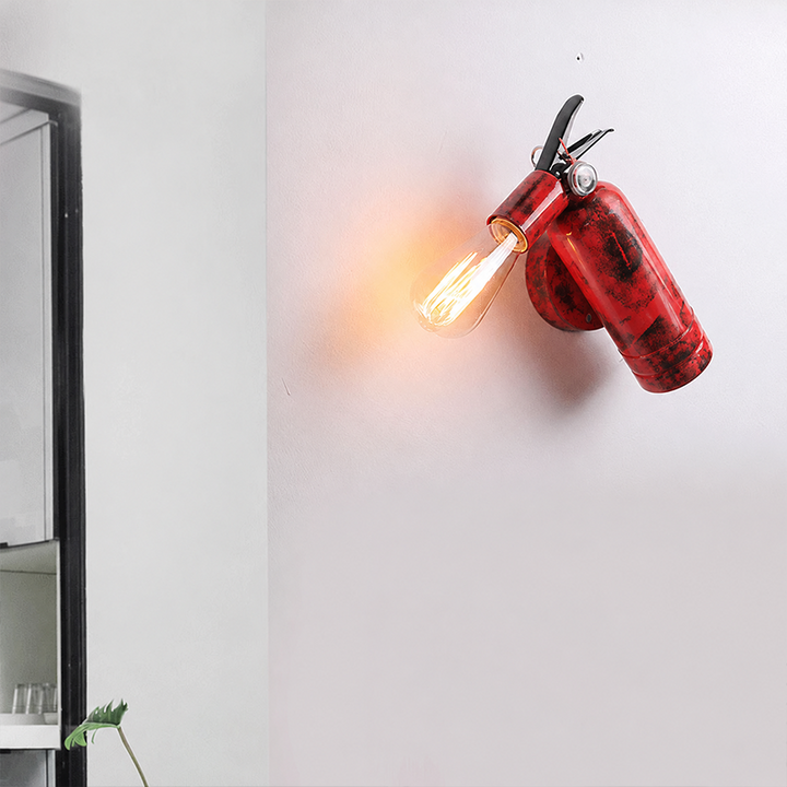 Contemporary Creative Fire Extinguisher Iron 1-Light Wall Sconce Lamp For Living Room