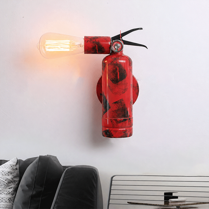Contemporary Creative Fire Extinguisher Iron 1-Light Wall Sconce Lamp For Living Room