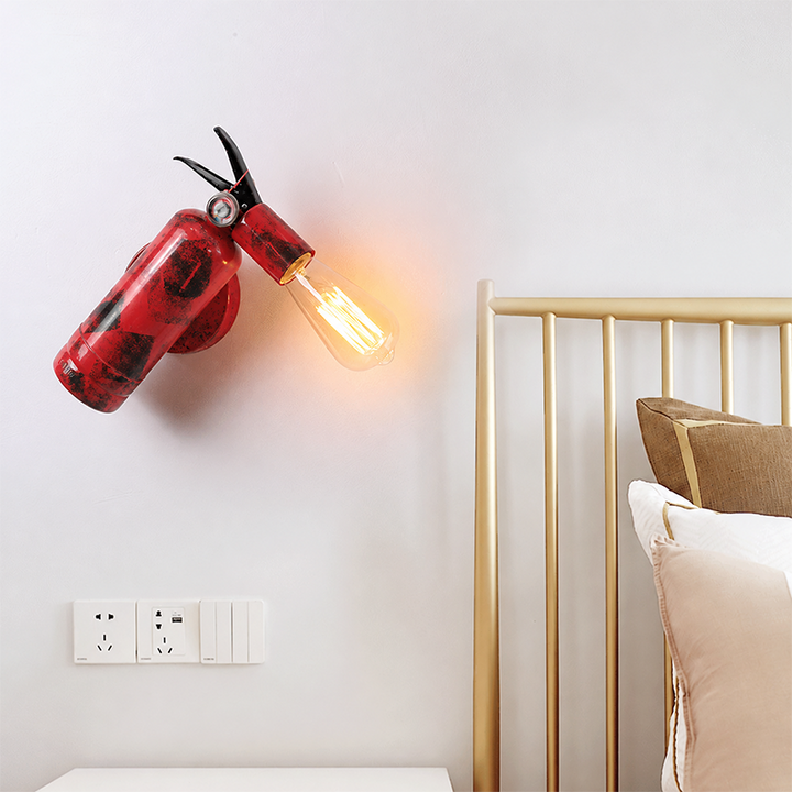 Contemporary Creative Fire Extinguisher Iron 1-Light Wall Sconce Lamp For Living Room