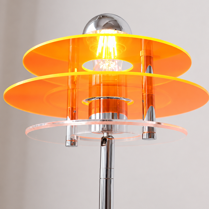 Modern Mid-Century Round Flying Saucer Iron Acrylic 1-Light Table Lamp For Bedroom