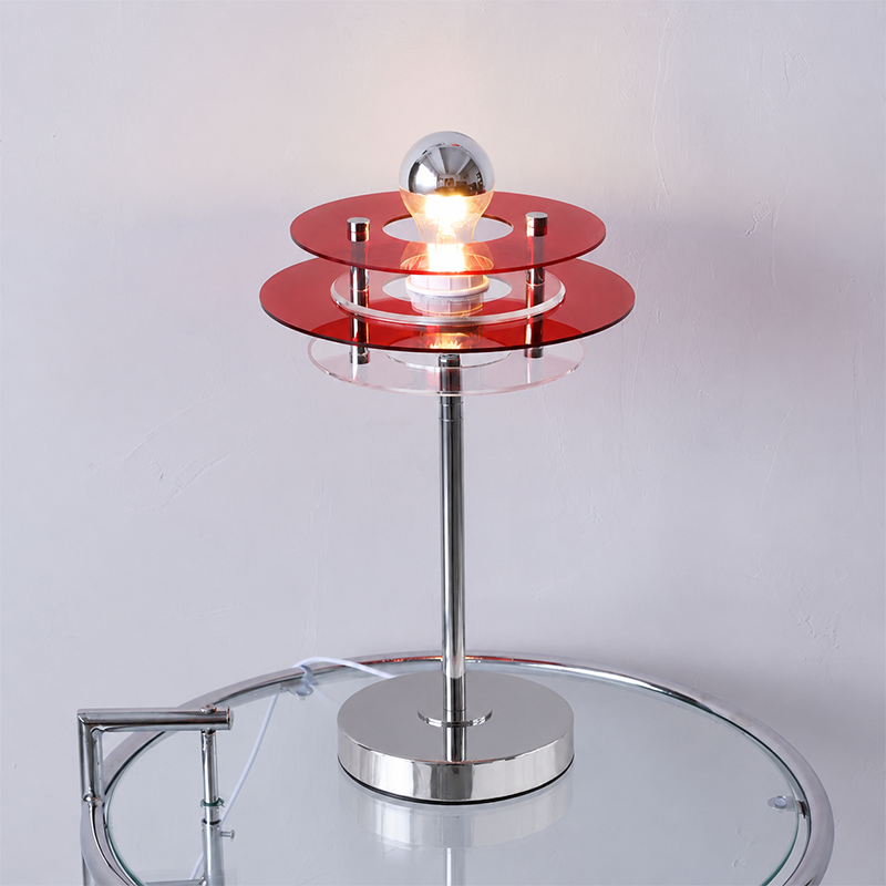 Modern Mid-Century Round Flying Saucer Iron Acrylic 1-Light Table Lamp For Bedroom