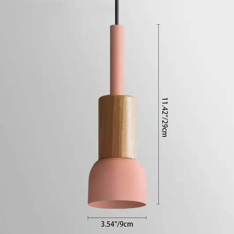 Zeitgenössische skandinavische unregelmäßige runde Zylinder Eisen Holz 1-Licht Pendelleuchte für Wohnzimmer 