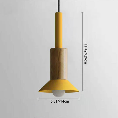 Zeitgenössische skandinavische unregelmäßige runde Zylinder Eisen Holz 1-Licht Pendelleuchte für Wohnzimmer 