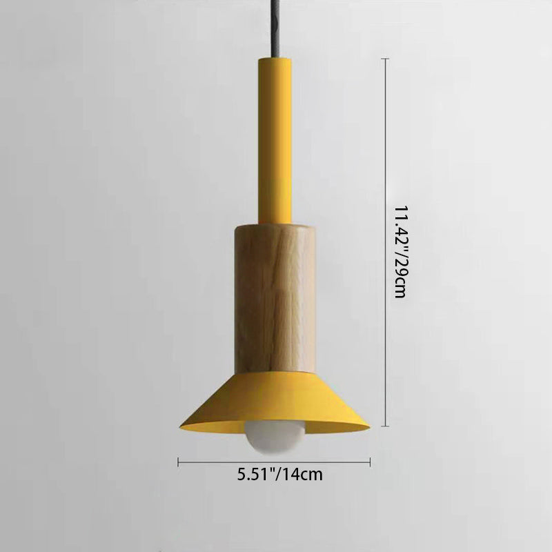 Zeitgenössische skandinavische unregelmäßige runde Zylinder Eisen Holz 1-Licht Pendelleuchte für Wohnzimmer 