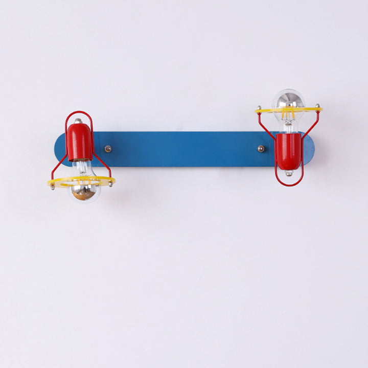 Lámpara de aplique de pared de 2 luces de hierro acrílico redonda rectangular moderna de mediados de siglo para dormitorio infantil 