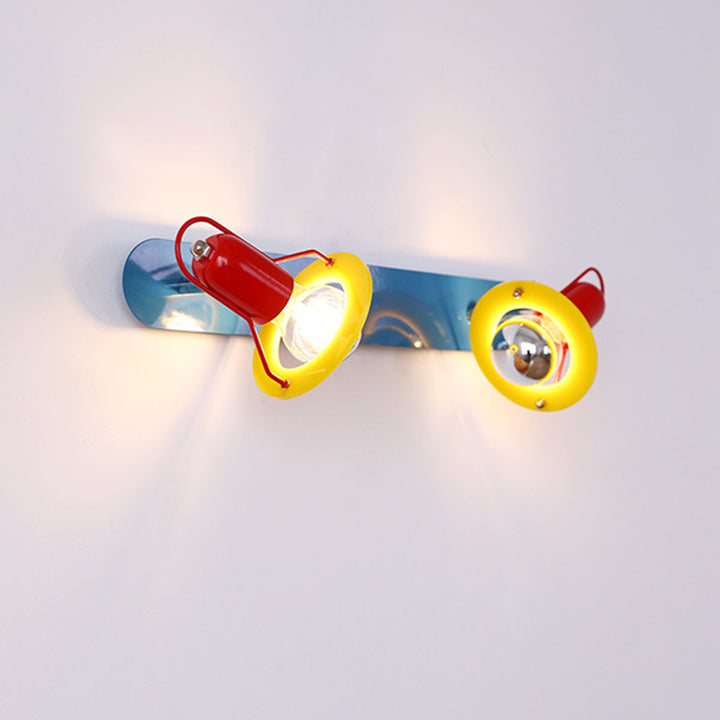 Modern Mid-Century Kids Rectangle Round Iron Acrylic 2-Light Wall Sconce Lamp For Bedroom