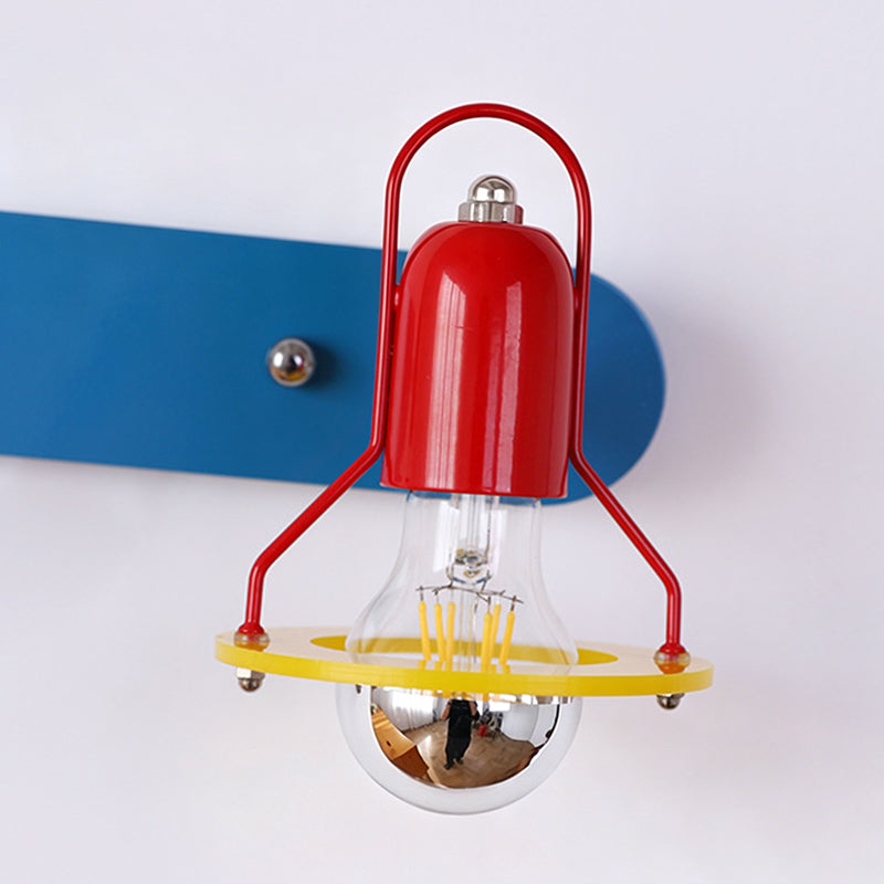 Modern Mid-Century Kids Rectangle Round Iron Acrylic 2-Light Wall Sconce Lamp For Bedroom
