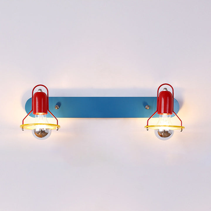 Lámpara de aplique de pared de 2 luces de hierro acrílico redonda rectangular moderna de mediados de siglo para dormitorio infantil 