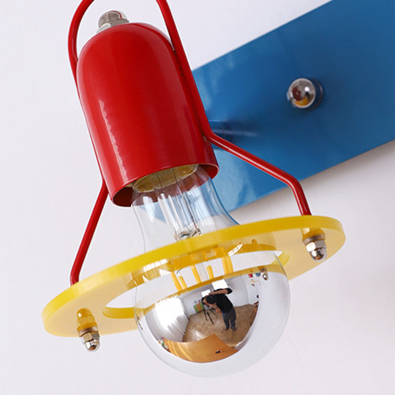 Modern Mid-Century Kids Rectangle Round Iron Acrylic 2-Light Wall Sconce Lamp For Bedroom