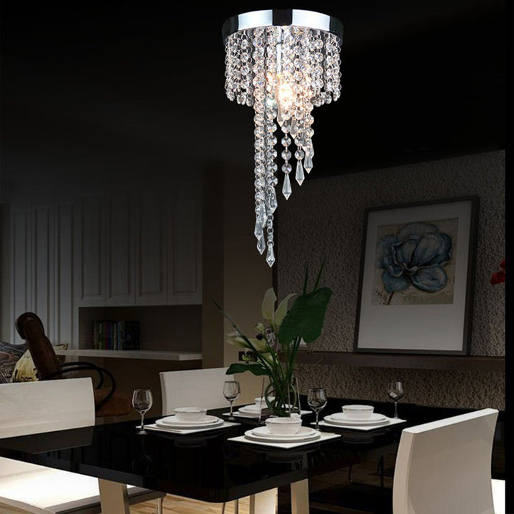 Zeitgenössische Luxus Zylinder Eisen Kristall 1-Licht Unterputz Deckenleuchte für Wohnzimmer 