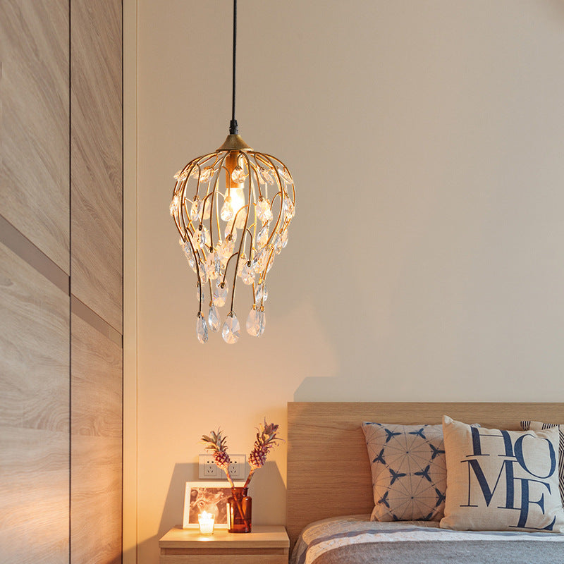 Lustre Contemporain de Luxe en Verre et Fer à 1 Lumière pour Salon 