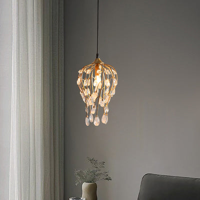 Lustre Contemporain de Luxe en Verre et Fer à 1 Lumière pour Salon 