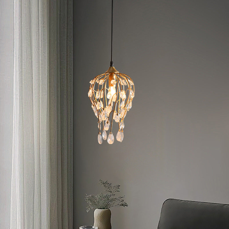 Lustre Contemporain de Luxe en Verre et Fer à 1 Lumière pour Salon 