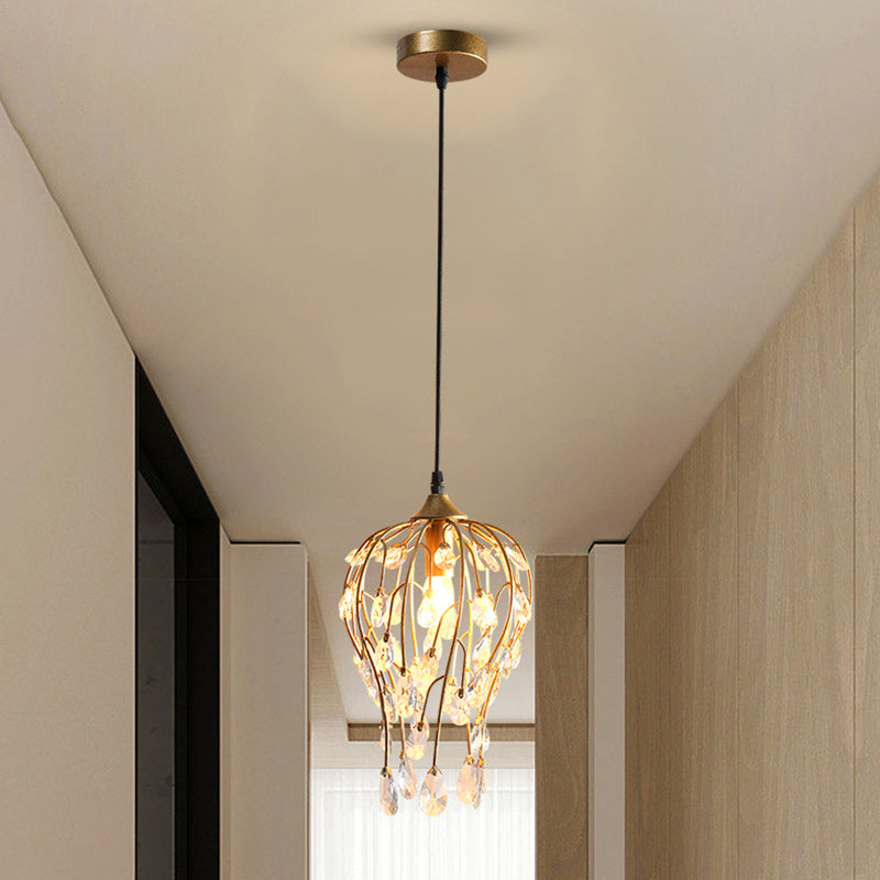 Lustre Contemporain de Luxe en Verre et Fer à 1 Lumière pour Salon 