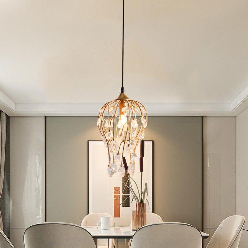 Lustre Contemporain de Luxe en Verre et Fer à 1 Lumière pour Salon 