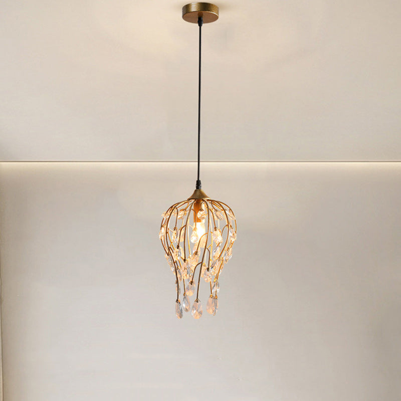 Lustre Contemporain de Luxe en Verre et Fer à 1 Lumière pour Salon 