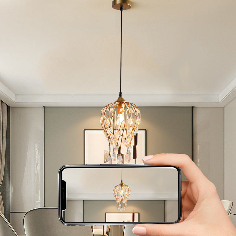 Lustre Contemporain de Luxe en Verre et Fer à 1 Lumière pour Salon 