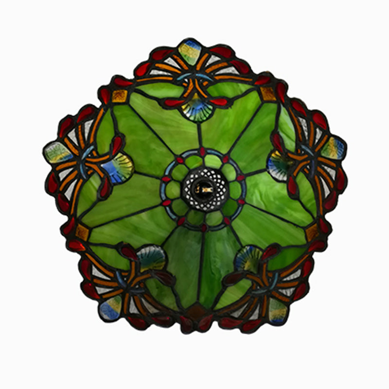 Traditionelle Tiffany Kegel Eisen Glas 1/2-Licht Pendelleuchte für Wohnzimmer 