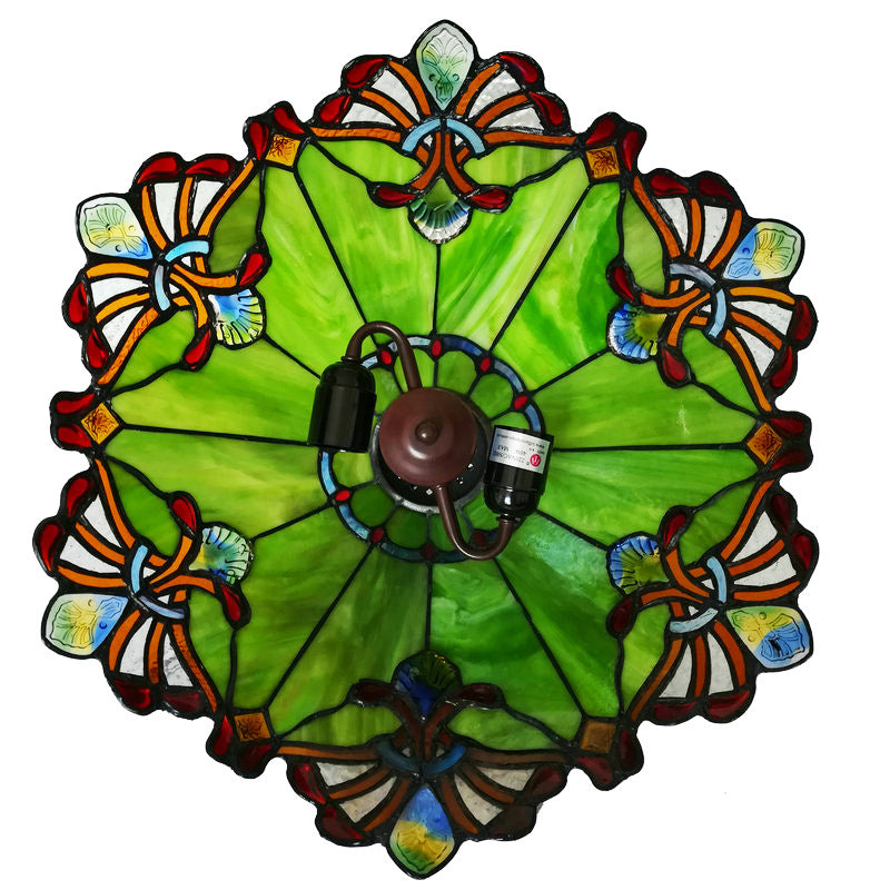 Traditionelle Tiffany Kegel Eisen Glas 1/2-Licht Pendelleuchte für Wohnzimmer 