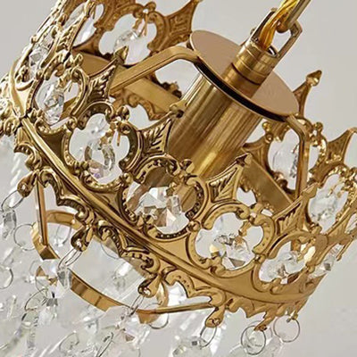 Traditionelle französische Teardrop-Kristall-Eisen-Wandleuchte mit 1 Licht für Wohnzimmer 