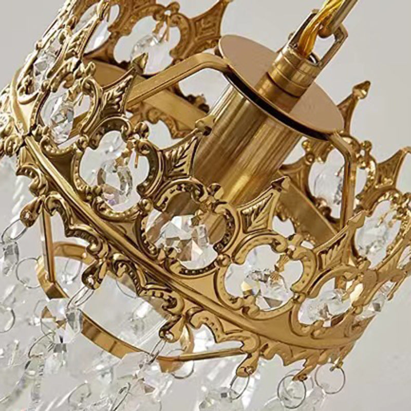Traditionelle französische Teardrop-Kristall-Eisen-Wandleuchte mit 1 Licht für Wohnzimmer 