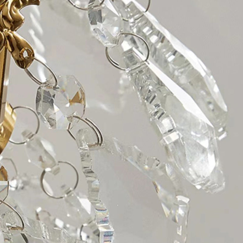 Traditionelle französische Teardrop-Kristall-Eisen-Wandleuchte mit 1 Licht für Wohnzimmer 