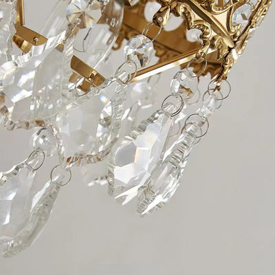 Traditionelle französische Teardrop-Kristall-Eisen-Wandleuchte mit 1 Licht für Wohnzimmer 