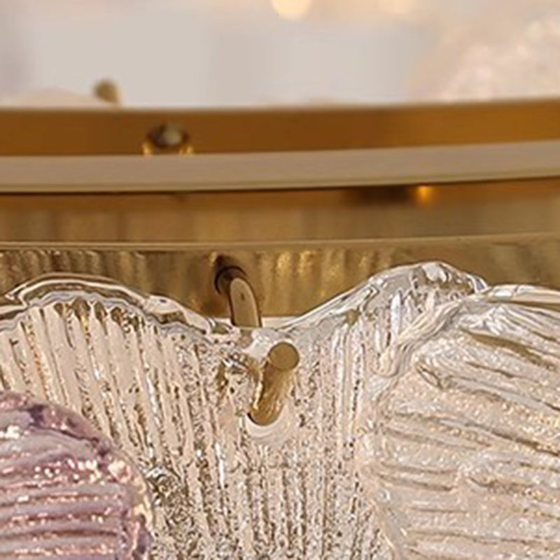 Lustre Rond Contemporain en Fer et Verre avec 6/8 Lumières pour Salon 