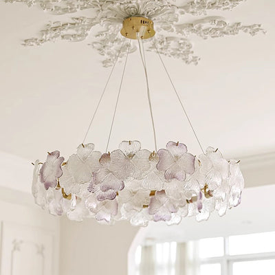 Lustre Rond Contemporain en Fer et Verre avec 6/8 Lumières pour Salon 