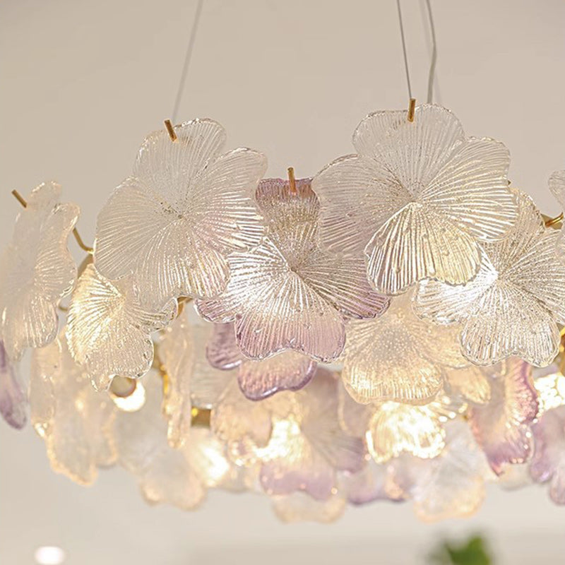 Lustre Rond Contemporain en Fer et Verre avec 6/8 Lumières pour Salon 