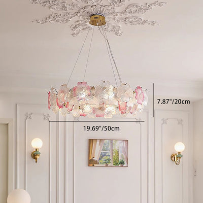 Lustre Rond Contemporain en Fer et Verre avec 6/8 Lumières pour Salon 