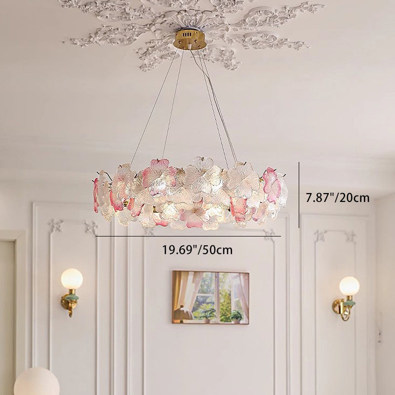Lustre Rond Contemporain en Fer et Verre avec 6/8 Lumières pour Salon 