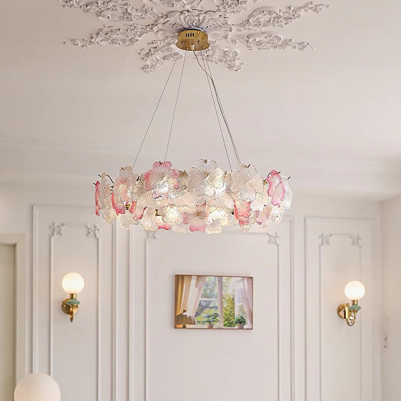 Lustre Rond Contemporain en Fer et Verre avec 6/8 Lumières pour Salon 