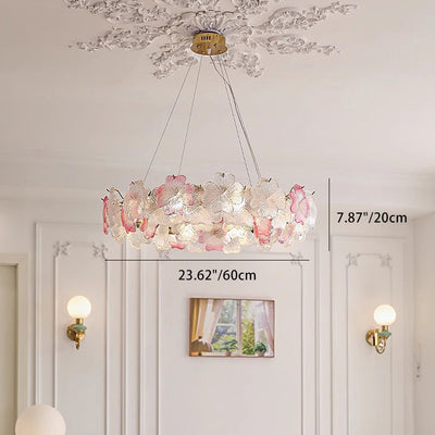 Lustre Rond Contemporain en Fer et Verre avec 6/8 Lumières pour Salon 