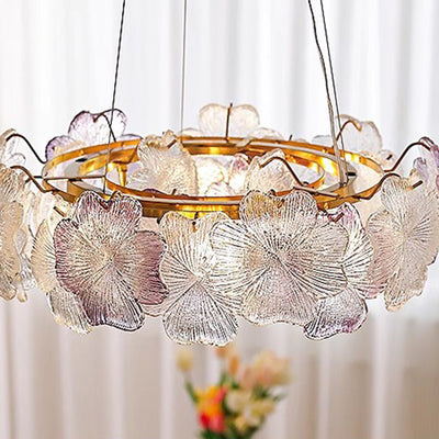 Lustre Rond Contemporain en Fer et Verre avec 6/8 Lumières pour Salon 
