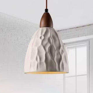 Suspension moderne minimaliste en colonne de ciment et bois à 1 lumière pour salon 