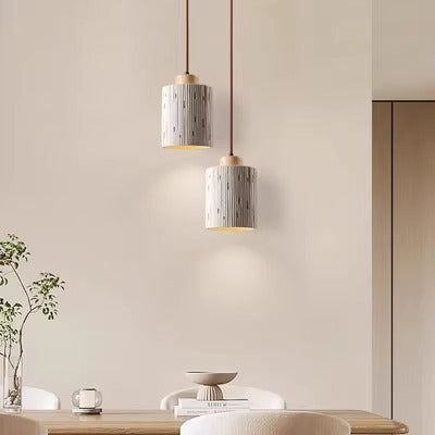 Suspension moderne minimaliste en colonne de ciment et bois à 1 lumière pour salon 